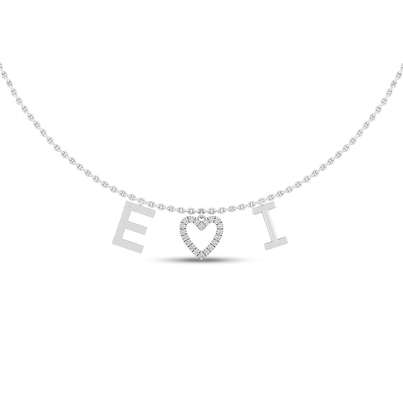 Couple's Diamond Accent Heart Initials Necklace (2 Initials)