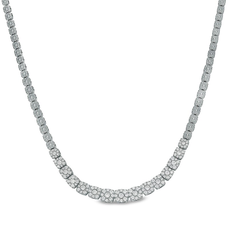 Main Image 1 of 3 CT. T.W. Composite Diamond Riviera Necklace in 10K White Gold