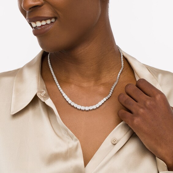 3 CT. T.w. Composite Diamond Riviera Necklace in 10K White Gold