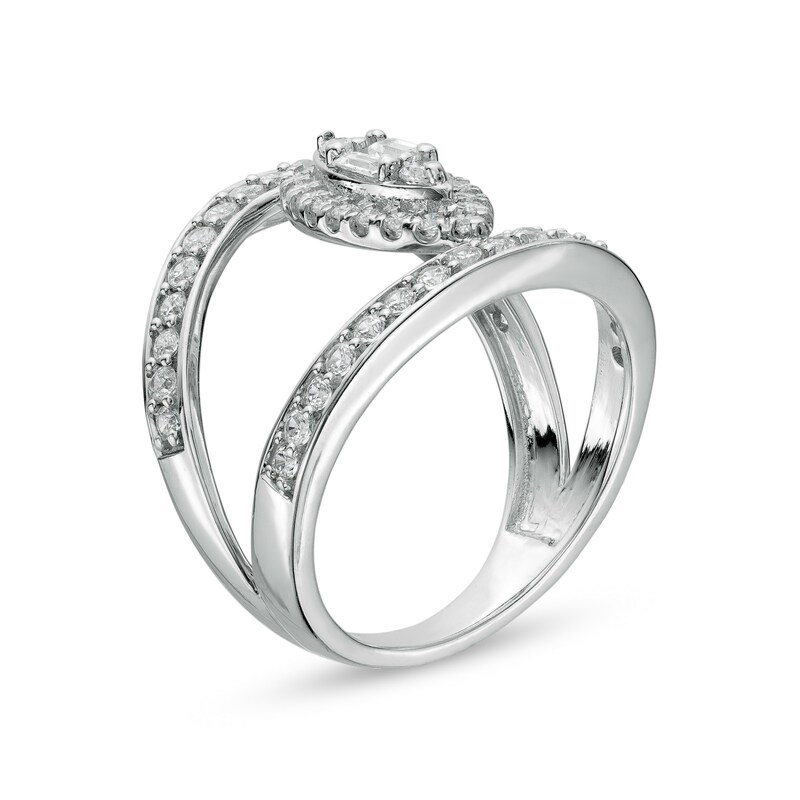 Main Image 3 of 1 CT. T.W. Composite Marquise-Shaped Diamond Frame Open Shank Ring in 10K White Gold