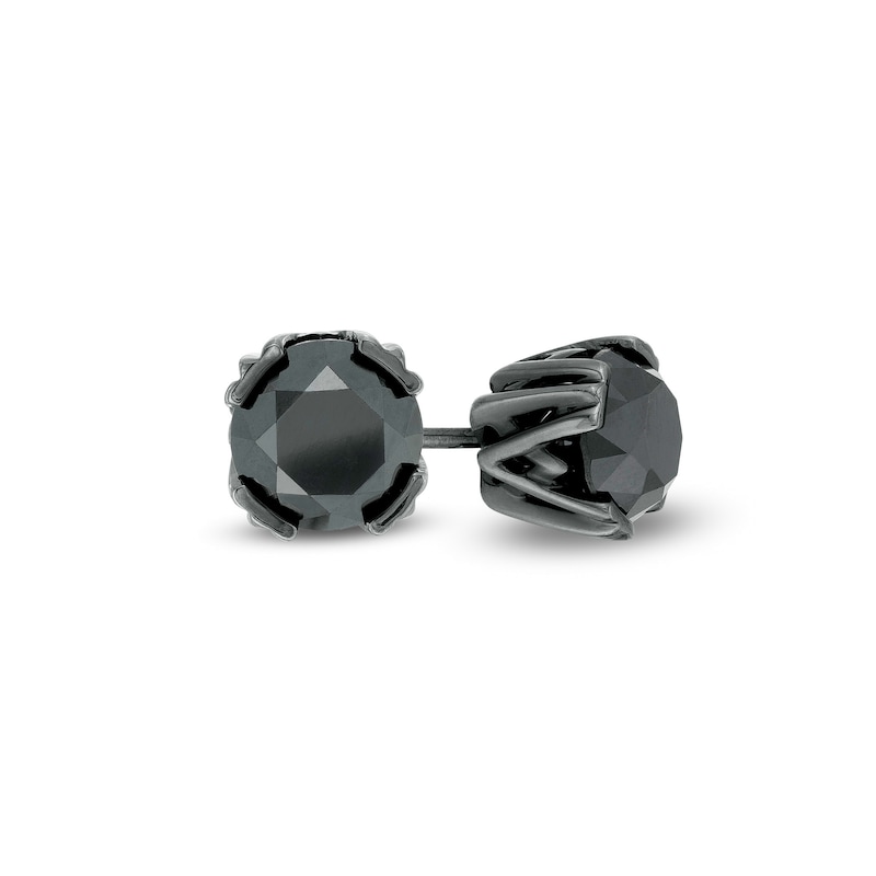 Main Image 1 of Vera Wang Men 2-7/8 CT. T.W. Black Diamond Solitaire Stud Earrings in Sterling Silver with Black Rhodium