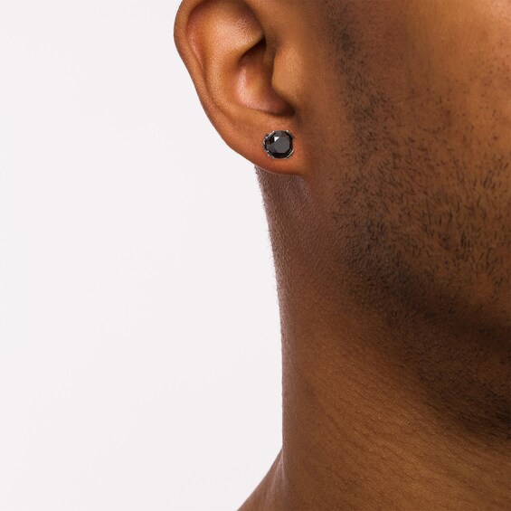 Vera Wang Men 2-7/8 CT. T.w. Black Diamond Solitaire Stud Earrings in Sterling Silver with Black Rhodium