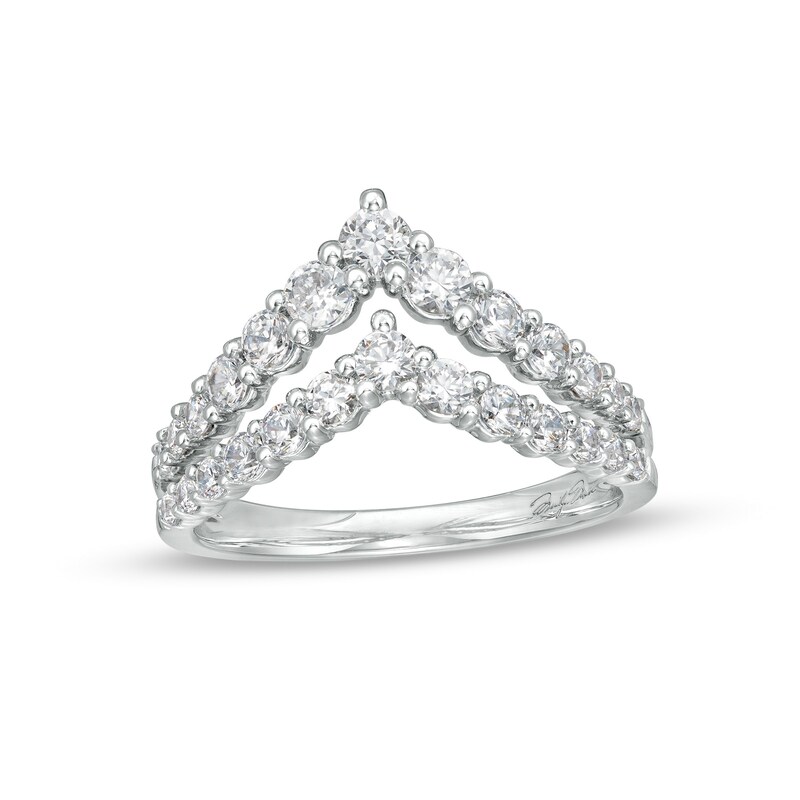 Main Image 1 of Marilyn Monroe™ Collection 1 CT. T.W. Diamond Double Row Chevron Ring in 10K White Gold