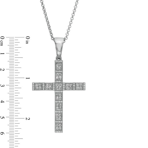 Men's 1-5/8 CT. T.w. Diamond Cross Pendant in 10K White Gold - 22"