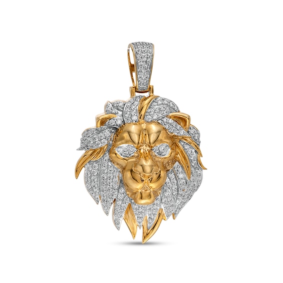 1-1/2 CT. T.w. Diamond Lion Head Necklace Charm in 10K Gold