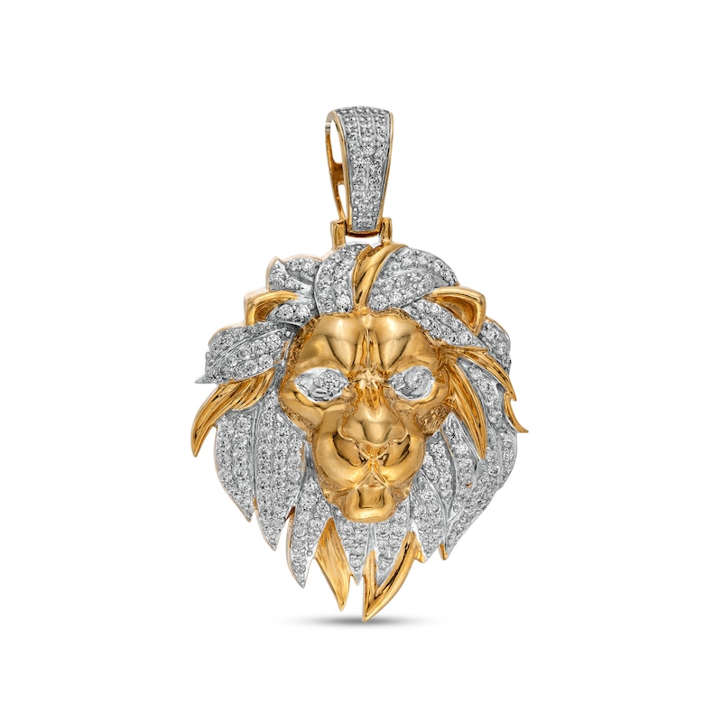 Main Image 1 of 1-1/2 CT. T.W. Diamond Lion Head Necklace Charm in 10K Gold
