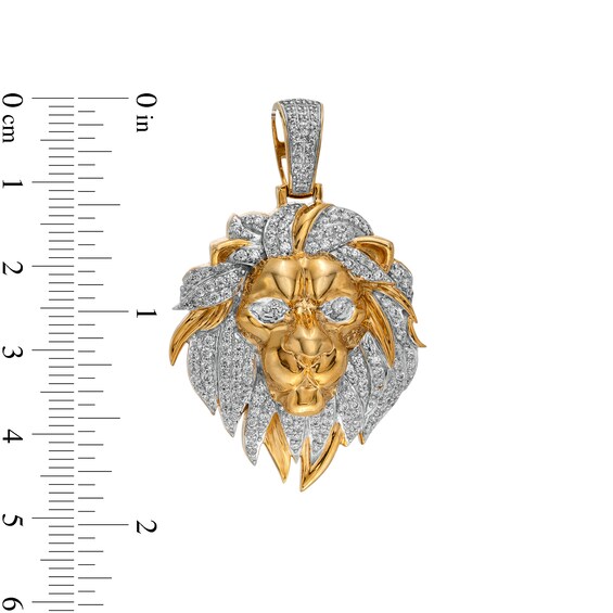 1-1/2 CT. T.w. Diamond Lion Head Necklace Charm in 10K Gold
