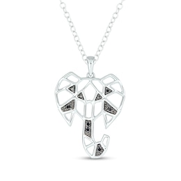 1/15 CT. T.W. Black Enhanced Diamond Geometric Elephant Pendant in Sterling Silver
