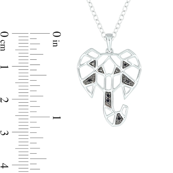 1/15 CT. T.w. Black Enhanced Diamond Geometric Elephant Pendant in Sterling Silver