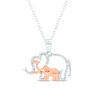 Thumbnail Image 1 of 1/10 CT. T.W. Diamond Motherly Love Elephants Pendant in Sterling Silver and 14K Rose Gold Plate