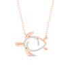 Thumbnail Image 1 of 1/10 CT. T.W. Diamond Sideways Turtle Necklace in Sterling Silver with 14K Rose Gold Plate