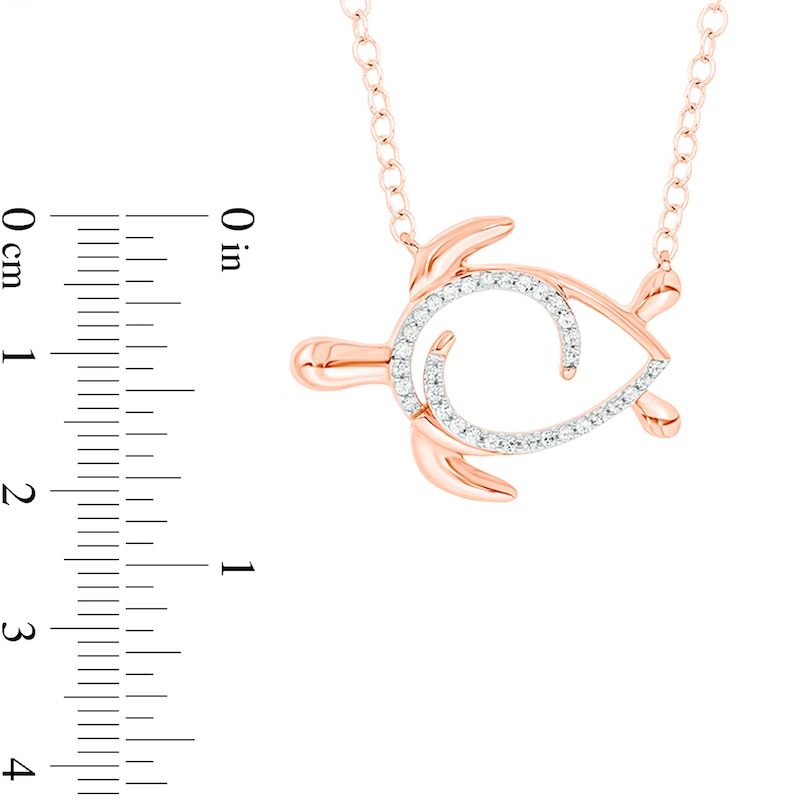 Main Image 2 of 1/10 CT. T.W. Diamond Sideways Turtle Necklace in Sterling Silver with 14K Rose Gold Plate