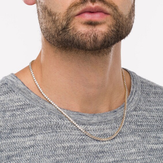 Men's 3 CT. T.w. Diamond Tennis Necklace in 10K Gold - 20"