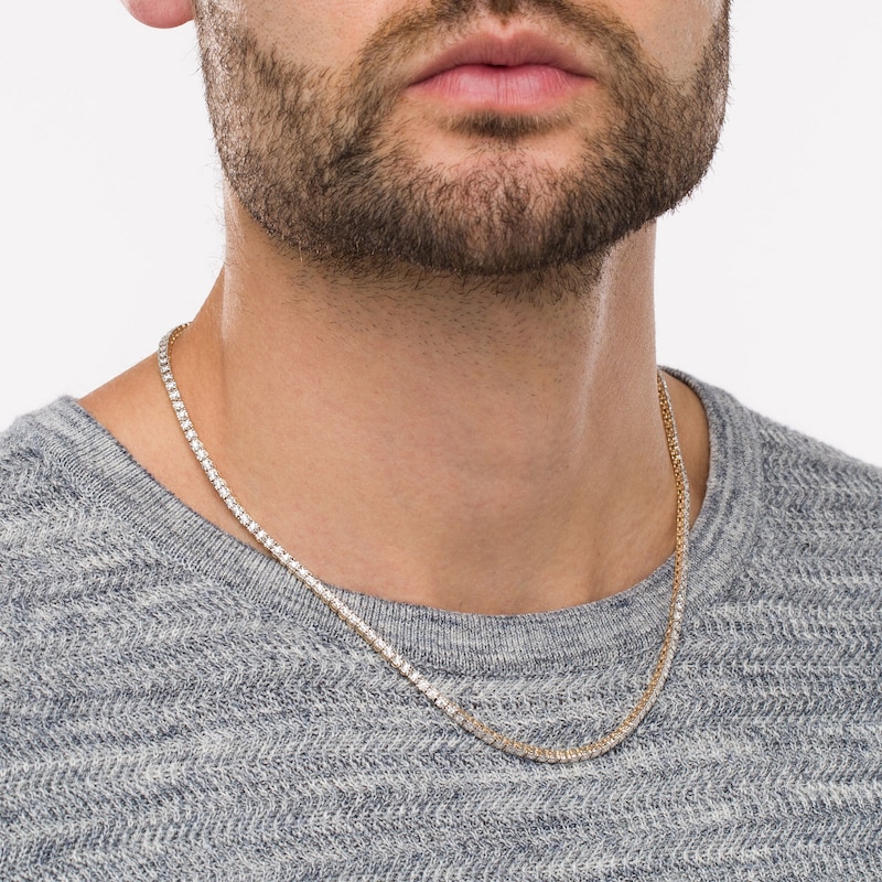 Main Image 2 of Men's 3 CT. T.W. Diamond Tennis Necklace in 10K Gold - 20"