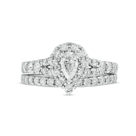 1-1/2 CT. T.w. Pear-Shaped Diamond Frame Split Shank Bridal Set in 10K White Gold