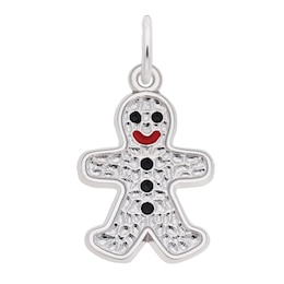 Rembrandt Charms® Textured Gingerbread Man in Sterling Silver