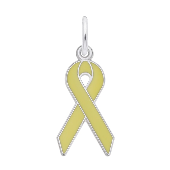 Rembrandt CharmsÂ® Yellow Enamel Awareness Ribbon in Sterling Silver