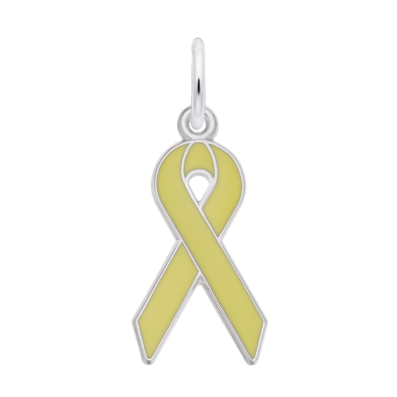 Main Image 1 of Rembrandt Charms® Yellow Enamel Awareness Ribbon in Sterling Silver