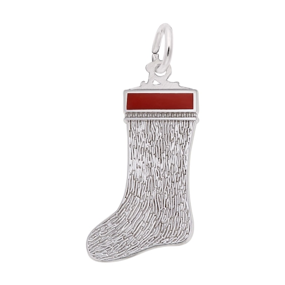 Rembrandt Charms® Red Enamel Holiday Stocking in Sterling Silver