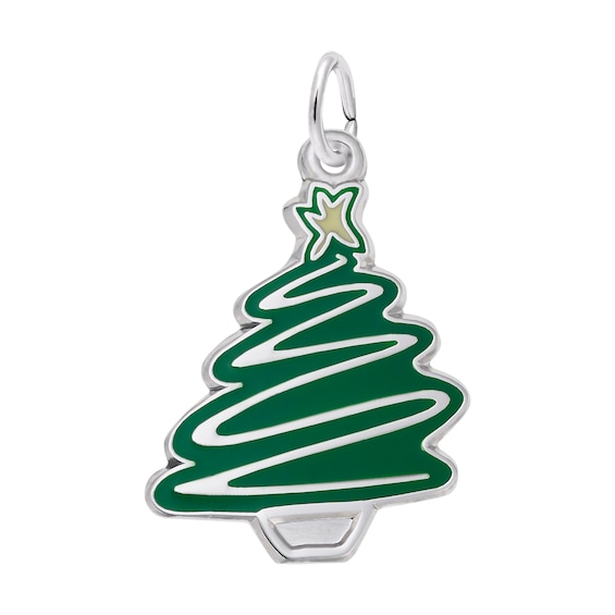 Rembrandt Charms® Green Enamel Christmas Tree in Sterling Silver