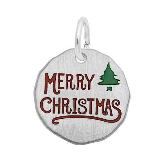 Rembrandt Charms® Red and Green Merry Christmas in Sterling Silver