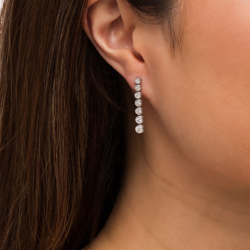 Main Image 3 of Marilyn Monroe™ Collection 1/2 CT. T.W. Diamond Graduated Drop Earrings in 10K White Gold