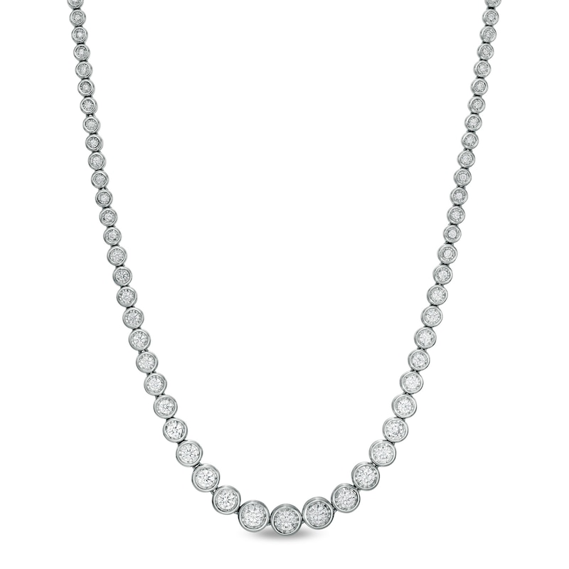 Main Image 1 of Marilyn Monroe™ Collection 2-1/2 CT. T.W. Diamond Graduated Tennis Necklace in 10K White Gold – 17"