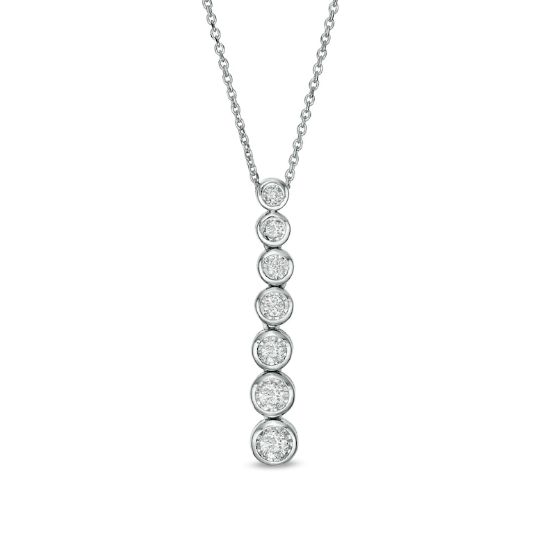 Main Image 1 of Marilyn Monroe™ Collection 1/3 CT. T.W. Diamond Graduated Drop Pendant in 10K White Gold