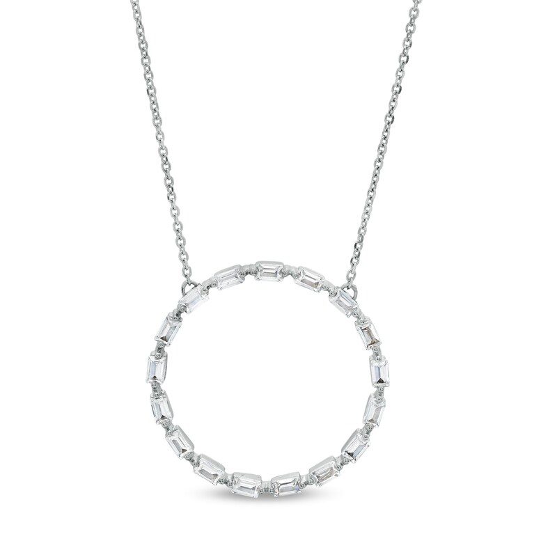 Main Image 1 of Marilyn Monroe™ Collection 1/2 CT. T.W. Baguette Diamond Circle Pendant in 10K White Gold