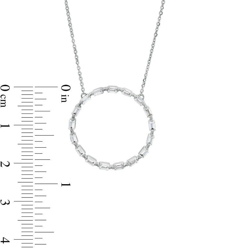 Main Image 2 of Marilyn Monroe™ Collection 1/2 CT. T.W. Baguette Diamond Circle Pendant in 10K White Gold