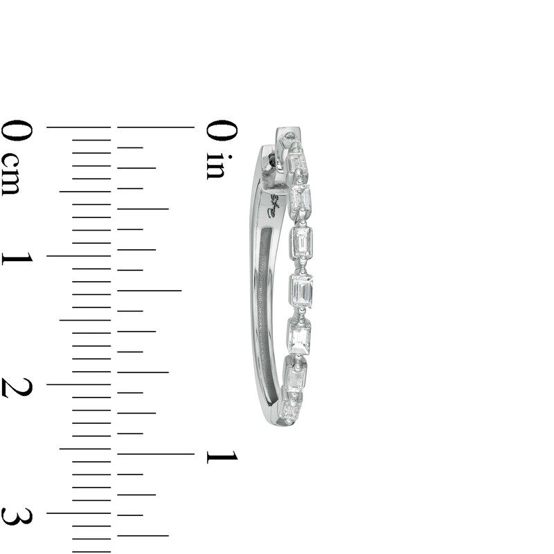Main Image 2 of Marilyn Monroe™ Collection 1/2 CT. T.W. Baguette Diamond Hoop Earrings in 10K White Gold