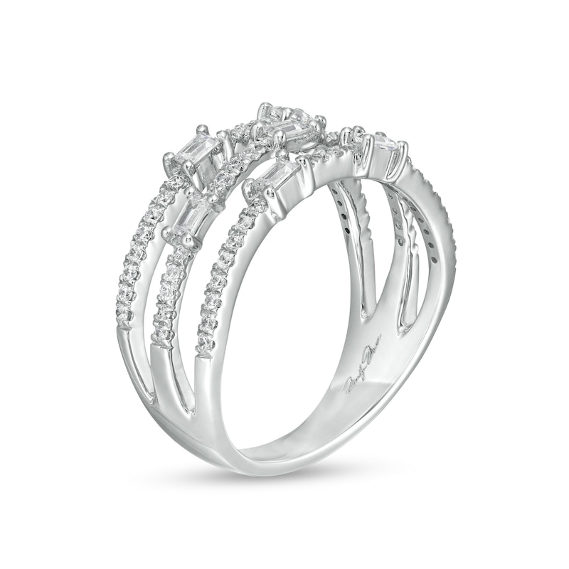 Main Image 2 of Marilyn Monroe™ Collection 1/2 CT. T.W. Baguette and Round Diamond Triple Row Band in 10K White Gold