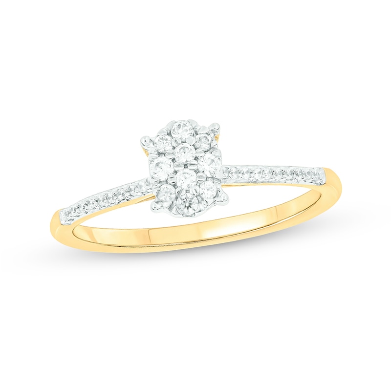Main Image 1 of 1/5 CT. T.W. Oval Multi-Diamond Promise Ring in 10K Gold