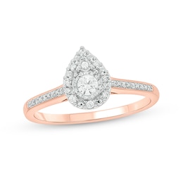 1/5 CT. T.W. Diamond Pear Frame Promise Ring in 10K Rose Gold
