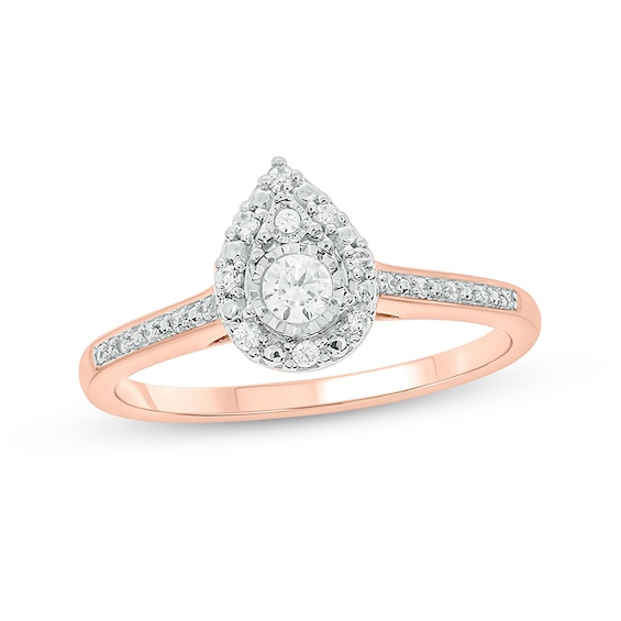 1/5 CT. T.w. Diamond Pear Frame Promise Ring in 10K Rose Gold