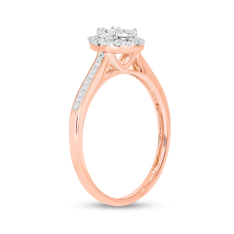 Main Image 2 of 1/5 CT. T.W. Diamond Pear Frame Promise Ring in 10K Rose Gold