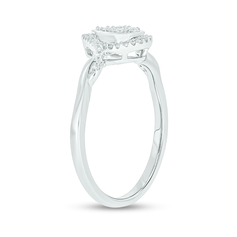 Main Image 2 of 1/6 CT. T.W. Pear Multi-Diamond Frame Split Shank Promise Ring in Sterling Silver