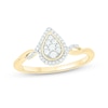 Thumbnail Image 1 of 1/6 CT. T.W. Pear Multi-Diamond Frame Split Shank Promise Ring in Sterling Silver with 14K Gold Plate