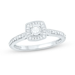 1/6 CT. T.W. Diamond Cushion Frame Promise Ring in Sterling Silver