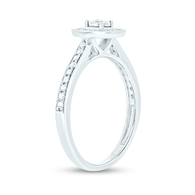Main Image 2 of 1/6 CT. T.W. Diamond Cushion Frame Promise Ring in Sterling Silver