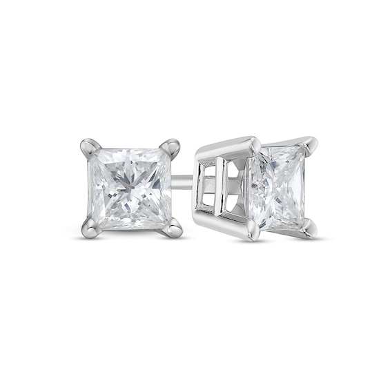 3/8 CT. T.w. Princess-Cut Diamond Solitaire Stud Earrings in 14K White Gold (J/I1)