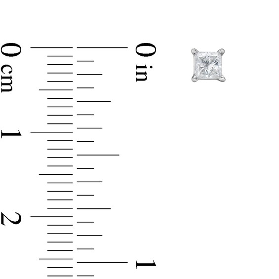3/8 CT. T.w. Princess-Cut Diamond Solitaire Stud Earrings in 14K White Gold (J/I1)