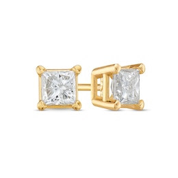 3/8 CT. T.W. Princess-Cut Diamond Solitaire Stud Earrings in 14K Gold (J/I1)