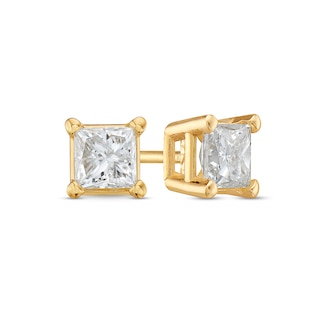 3/8 CT. T.W. Princess-Cut Diamond Solitaire Stud Earrings in 14K Gold (J/I1)