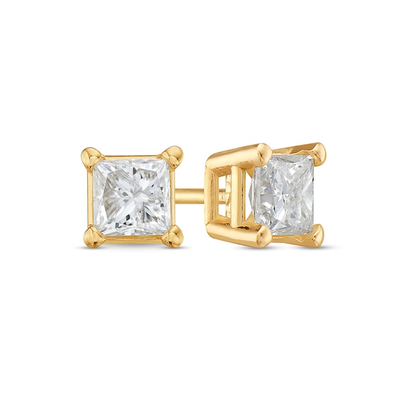 3/8 CT. T.w. Princess-Cut Diamond Solitaire Stud Earrings in 14K Gold (J/I1)