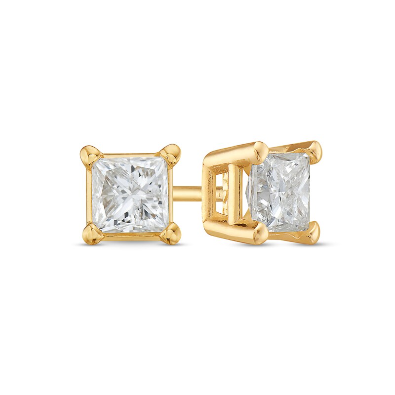 3/8 CT. T.W. Princess-Cut Diamond Solitaire Stud Earrings in 14K Gold (J/I1)