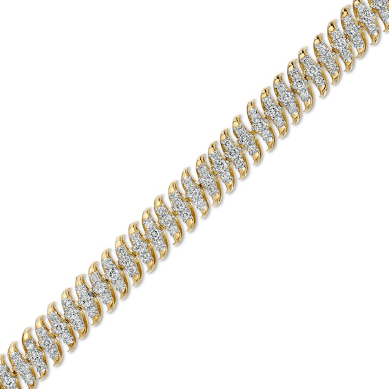 3 CT. T.w. Diamond Spiral "S" Link Bracelet in 10K Gold