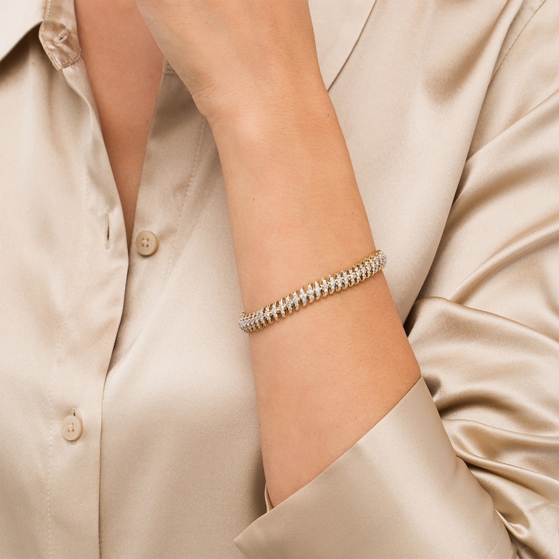 Main Image 2 of 3 CT. T.W. Diamond Spiral "S" Link Bracelet in 10K Gold