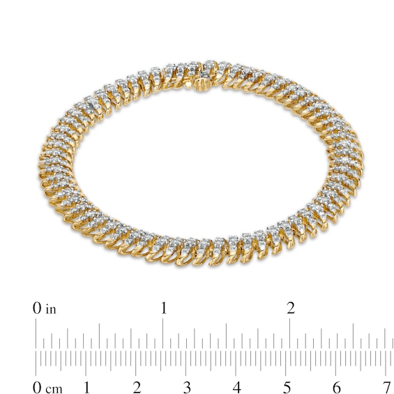 3 CT. T.w. Diamond Spiral "S" Link Bracelet in 10K Gold
