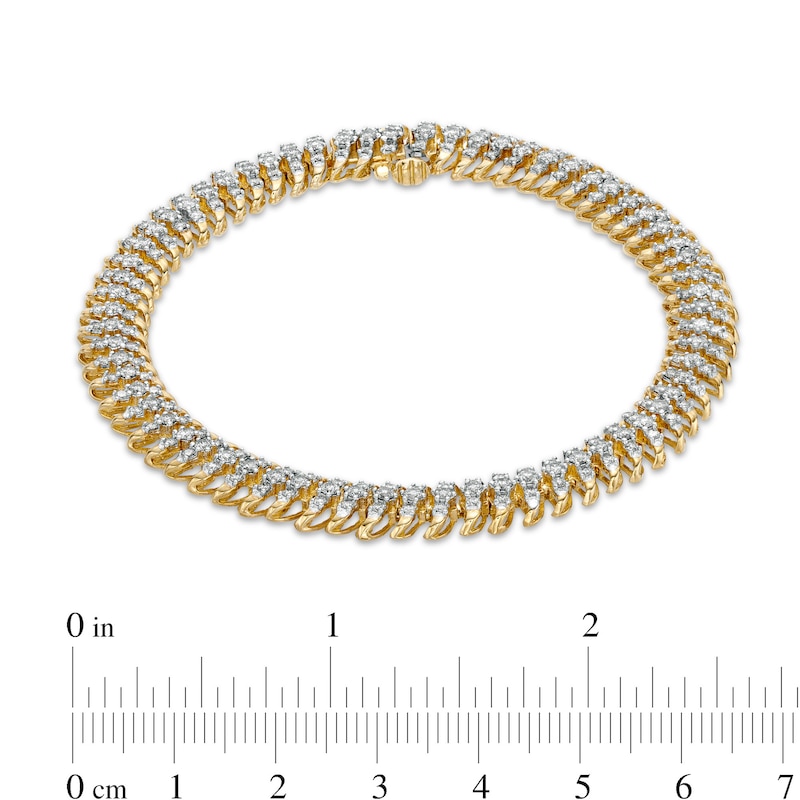 Main Image 4 of 3 CT. T.W. Diamond Spiral "S" Link Bracelet in 10K Gold